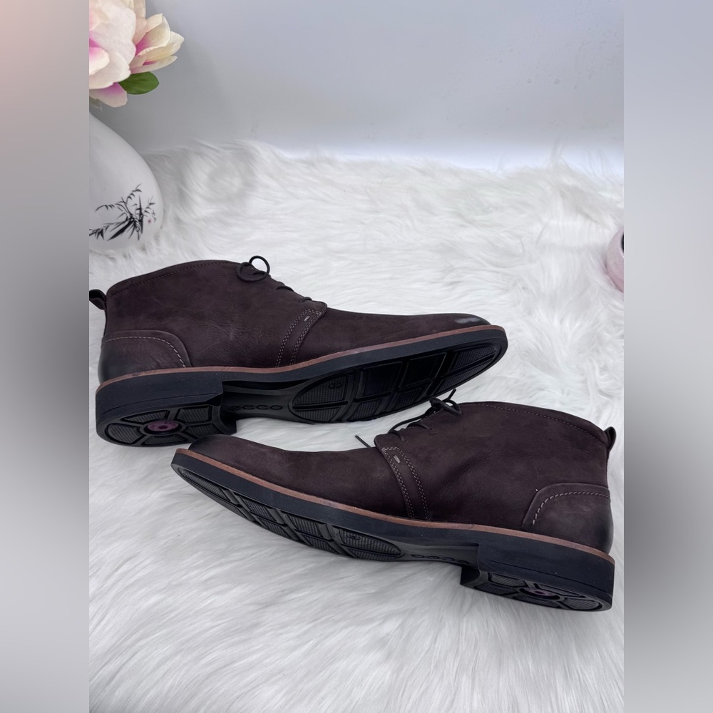 ECCO Men’s Brown Leather Chukka Boots – Lace-Up Ankle Boots Size 44 (US 10-10.5) - Picture 5 of 9